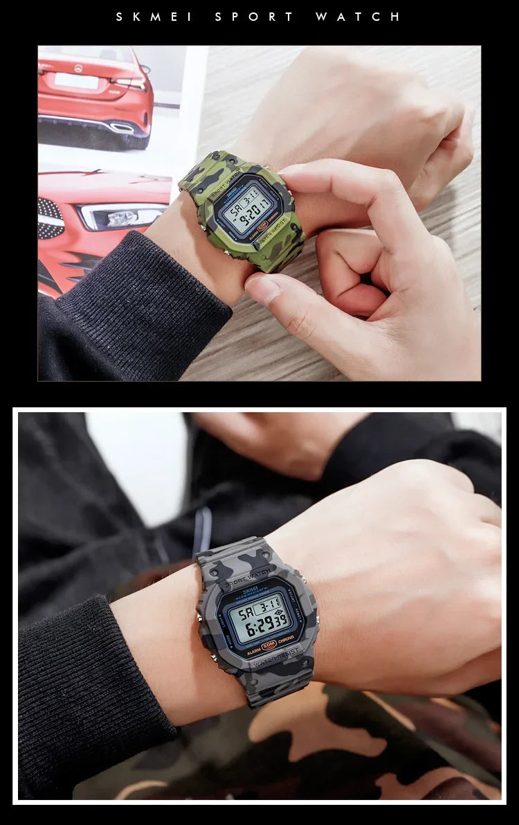 SKMEI 1628 Luxury Digital Men Watches Sports Waterproof Electronic Mens Wristwatches Military Back Light Clock 1988 Reloj Hombre