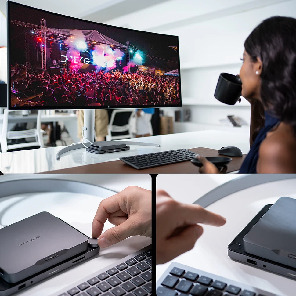 Khadas Mind 1 Mini PC, Intel Core i7-1360P 5.0GHz Micro Desktop Computer with 5.55Wh Standby Battery, 32GB+1TB WiFi 6E, BT5.3