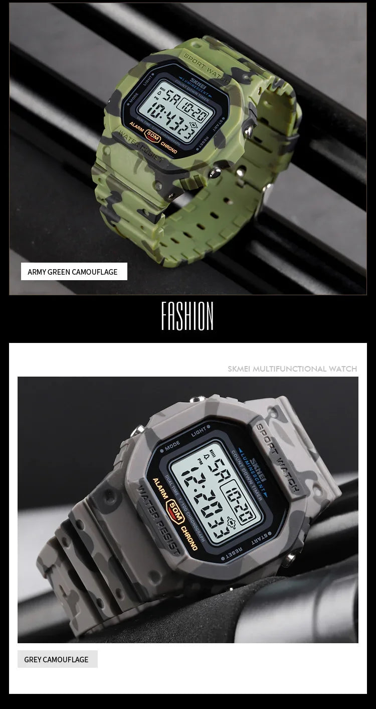 SKMEI 1628 Luxury Digital Men Watches Sports Waterproof Electronic Mens Wristwatches Military Back Light Clock 1988 Reloj Hombre