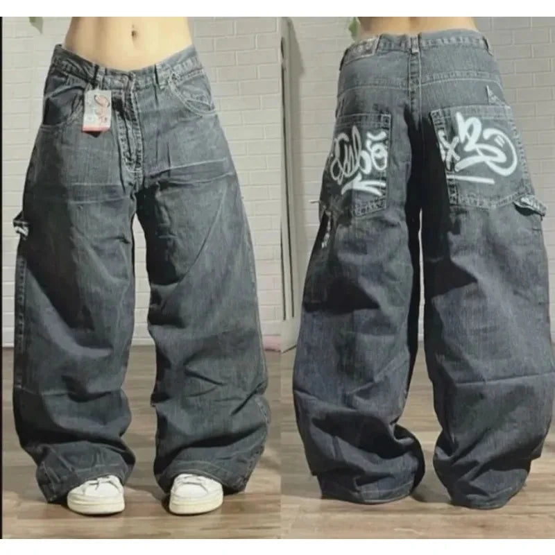 American New Fashion Solid Color Washed Baggy Jeans Y2K Streetwear Vintage Fashion Joker Men and Women High Waist Wide Leg Pants