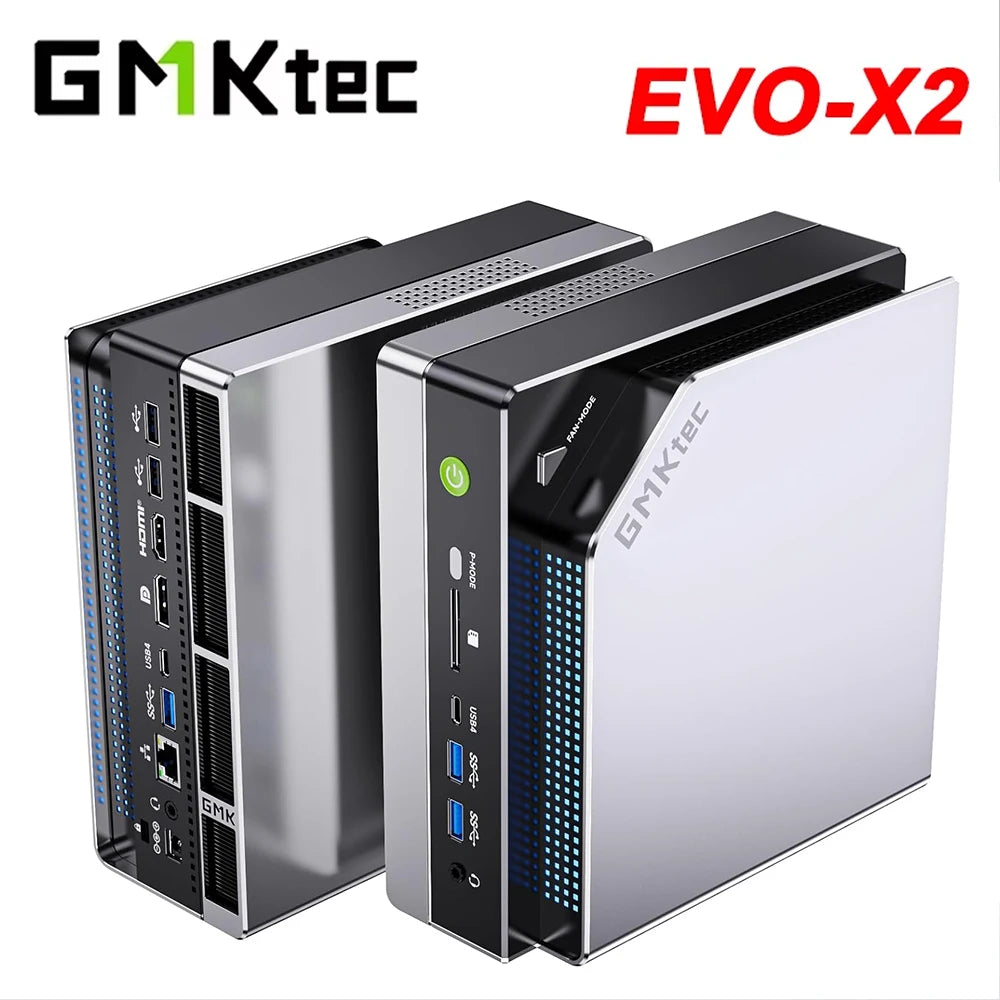 EVO-X2 GMKtec AI Mini PC AMD Ryzen Al Max+ 395 128GB LPDDR5X 8000MHz (16GB*8)M.2 2280 SSD WIFI7 BT5.4 USB4 Mini Gaming Computer