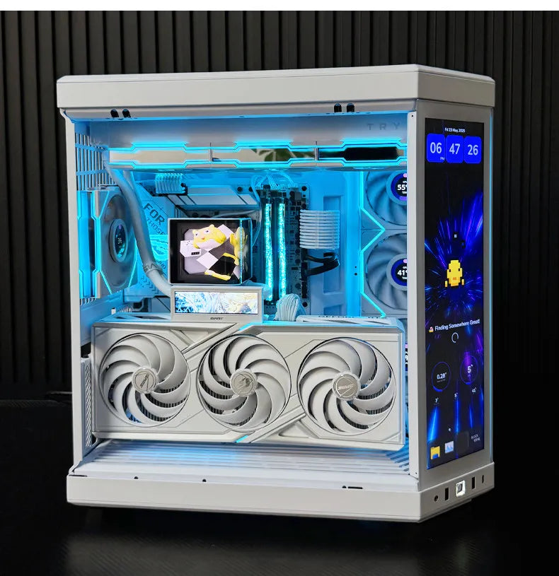 Pure white high-end sea view room computer host 9800X3D 5080 high-value touch screen desktop