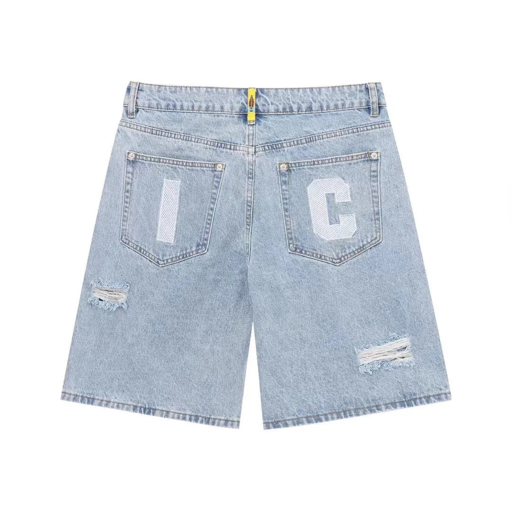 Top Quality Classic Printed Mens Casual Jeans Shorts Zipper Loose Fit Capri Men Denim Shorts Pants