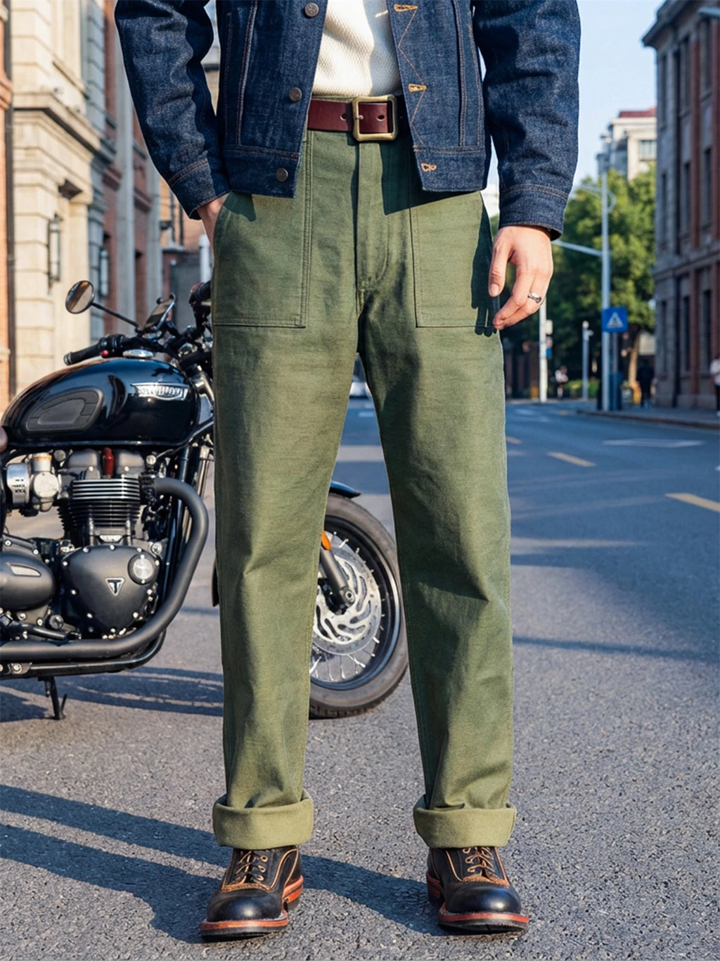 Red Tornado 15oz Heavyweight Cotton Sateen OG-107 Fatigue Pants Vintage Military Style Men's Casual Trousers