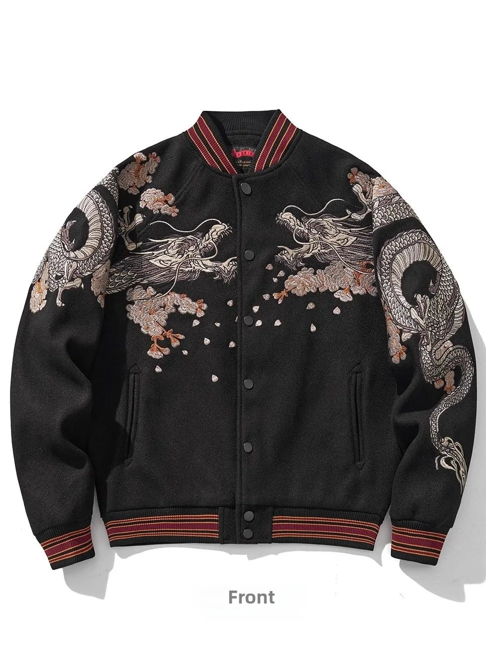 Ele Embroidered Heavy Industry Harajuku Sle Men's Baseball Jaet Woolen Coat Spring Autumn Faion Trend Outerwear