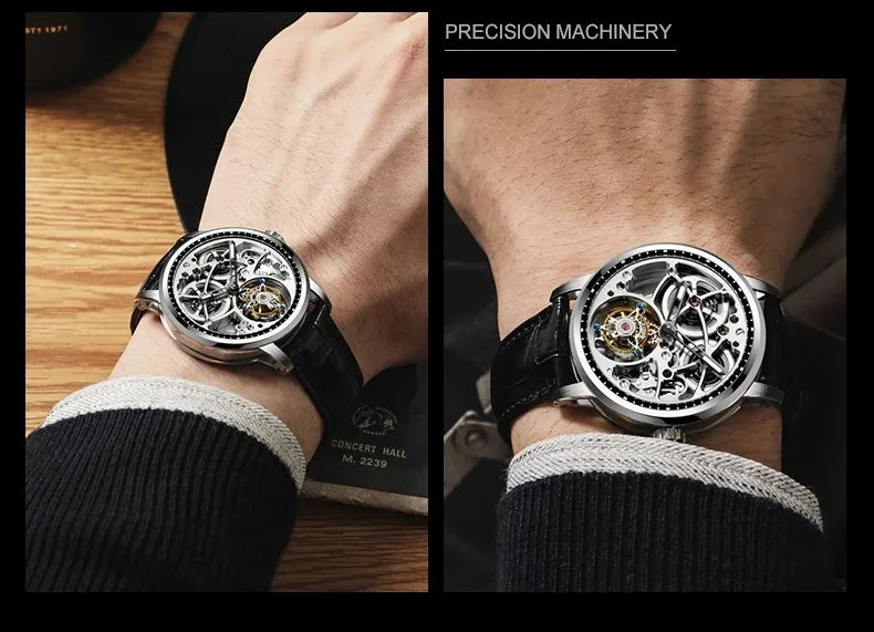 Haofa Skeleton Automatic Tourbillon Movement Men Watches 1931 Sapphire Tourbillon Mechanical Business Luxury Man Watch Hollow