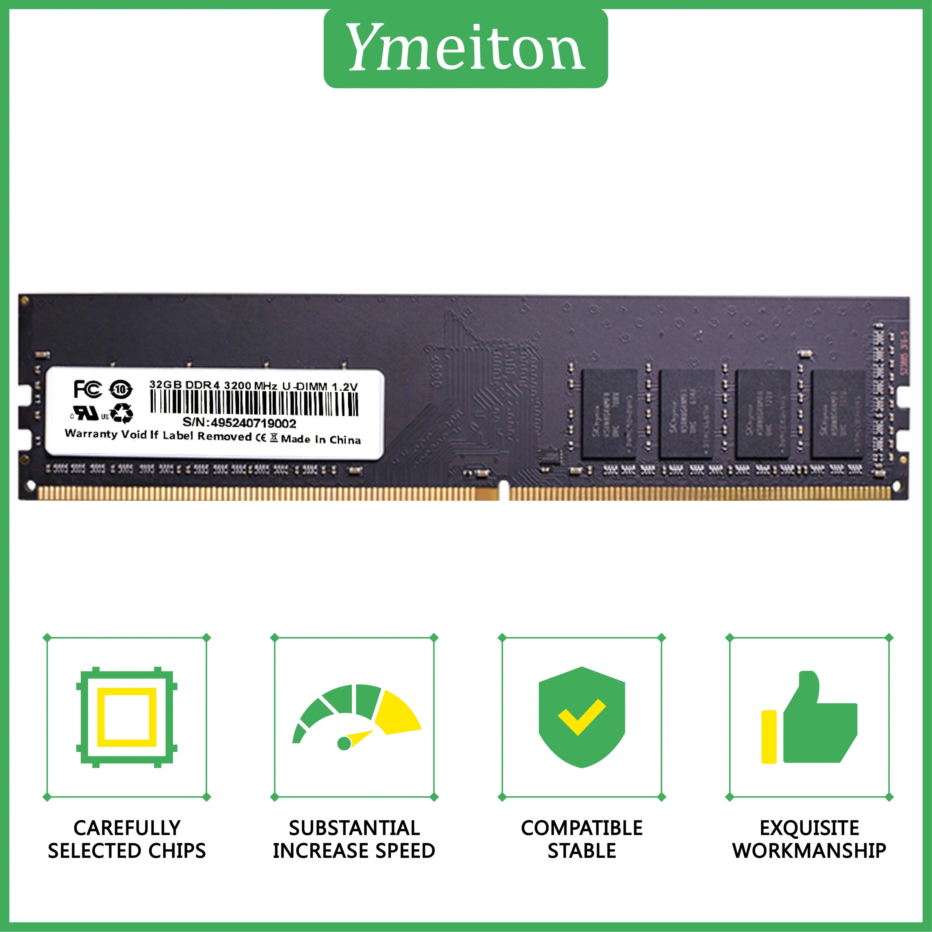Ymeiton PC DDR4 Desktop memory cards memoriam 2400MHz 2666MHz 4GB 8GB 16GB 32GB U-DIMM RAM 288pin Desktop memory wholesale