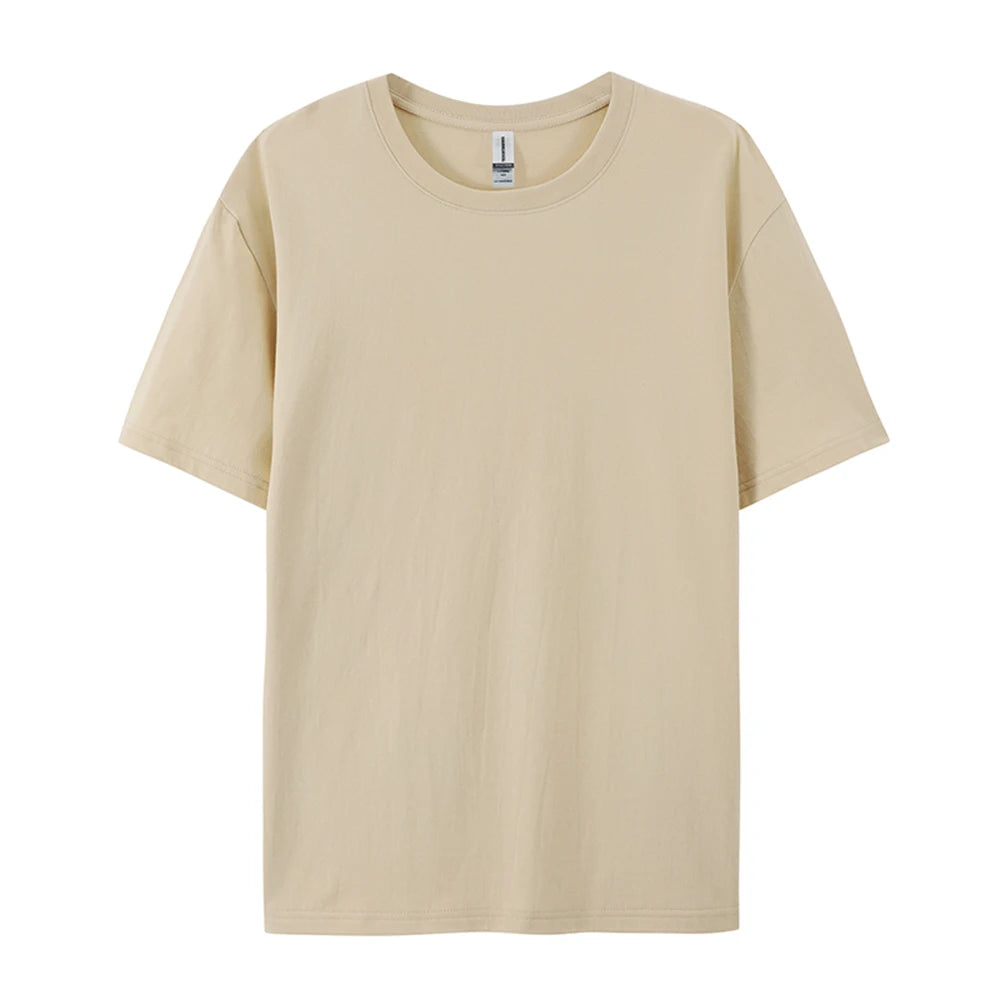 100% Cotton Solid Color T-Shirts Men Woman Short Sleeve Fashion Brand Trend Casual Soft Clothing Tees Breathable Summer Tops