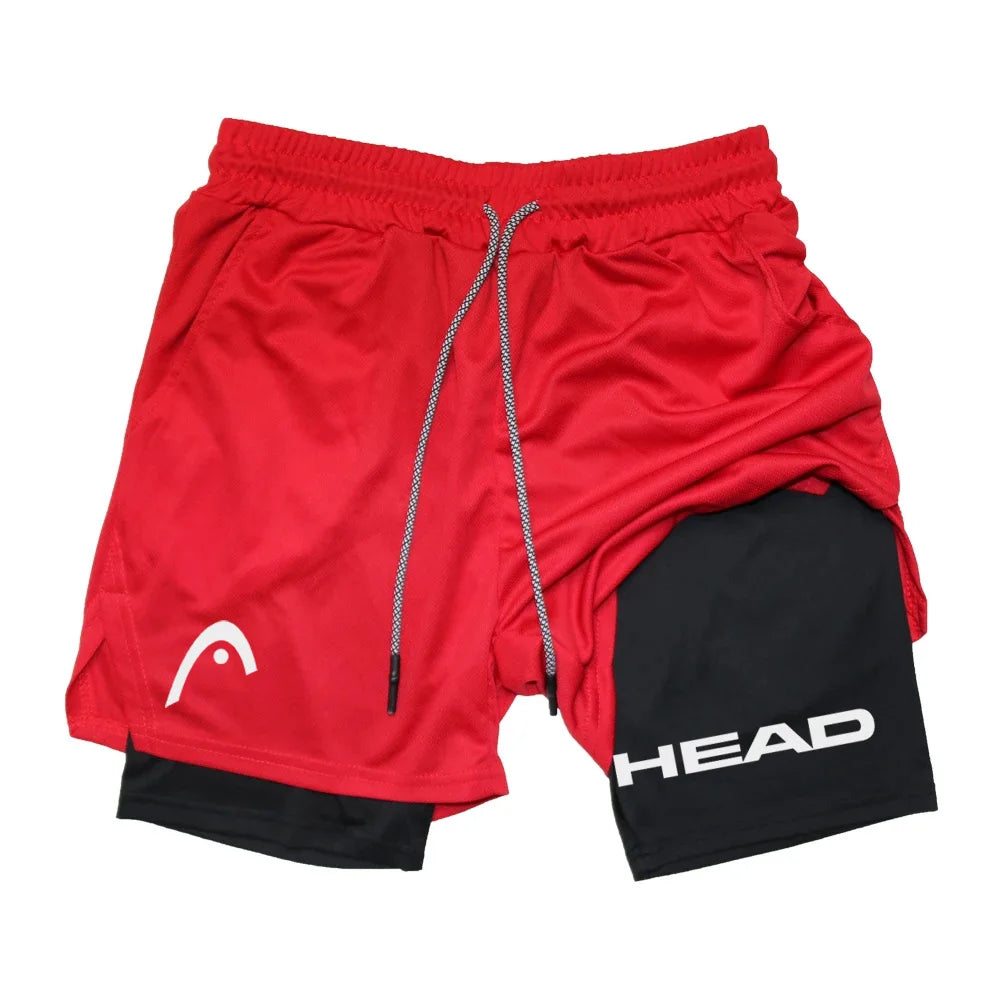 Anime Berserk Head Running Shorts Men Fitness Gym Training 2 in 1 Sports Quick Dry Workout Jogging Double Deck Summer