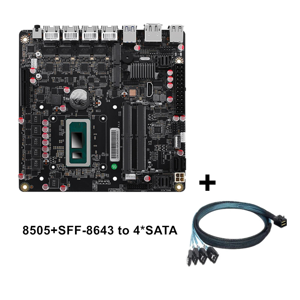 6-Bay NAS Motherboard AMD Firewall VPN Router Intel i5-12450H 8 core 12 Thread DIY 2xSFF-8643 HDMI2.0 DP USB4 Type-C ITX 17x17CM