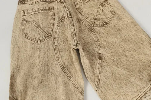 2025 New Americantrendy street hip-hop style ripped wide-leg loose jeans