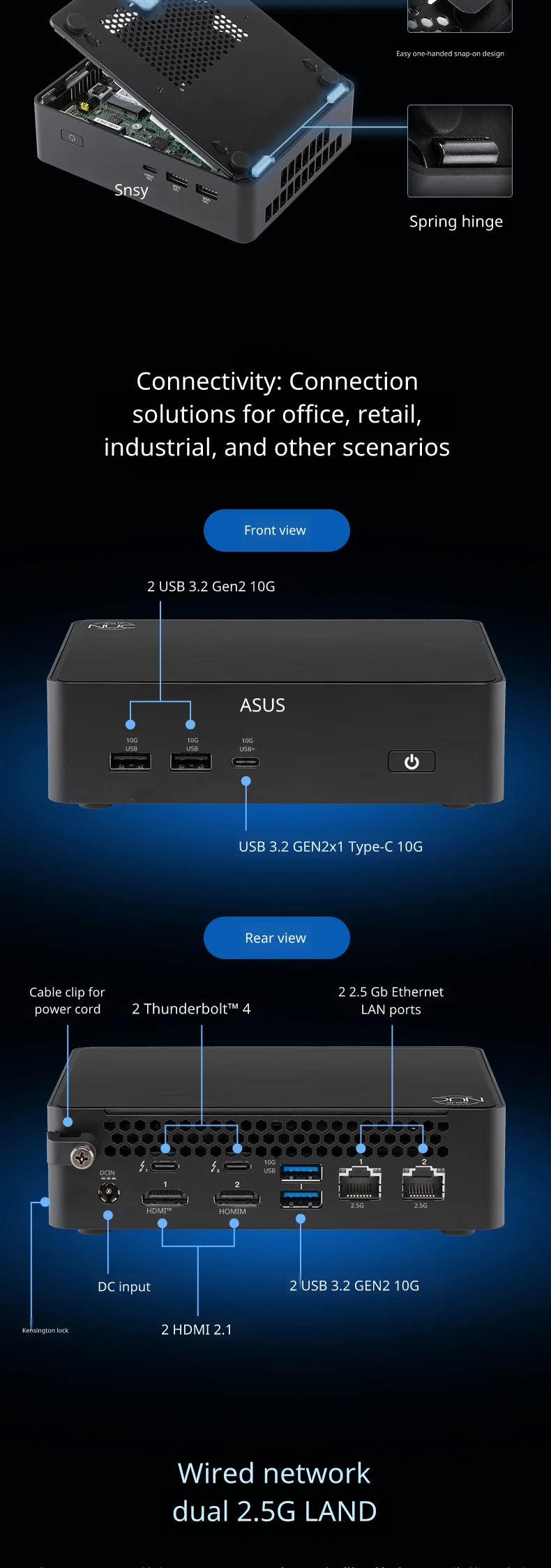 NUC 16 Pro Mini PC Ultra X7 358H LPDDR5x 2*M.2 NVMe SSD Dual 2.5G RJ45 LAN WiFi7 BT6.0 Windows 11 Pro Computer