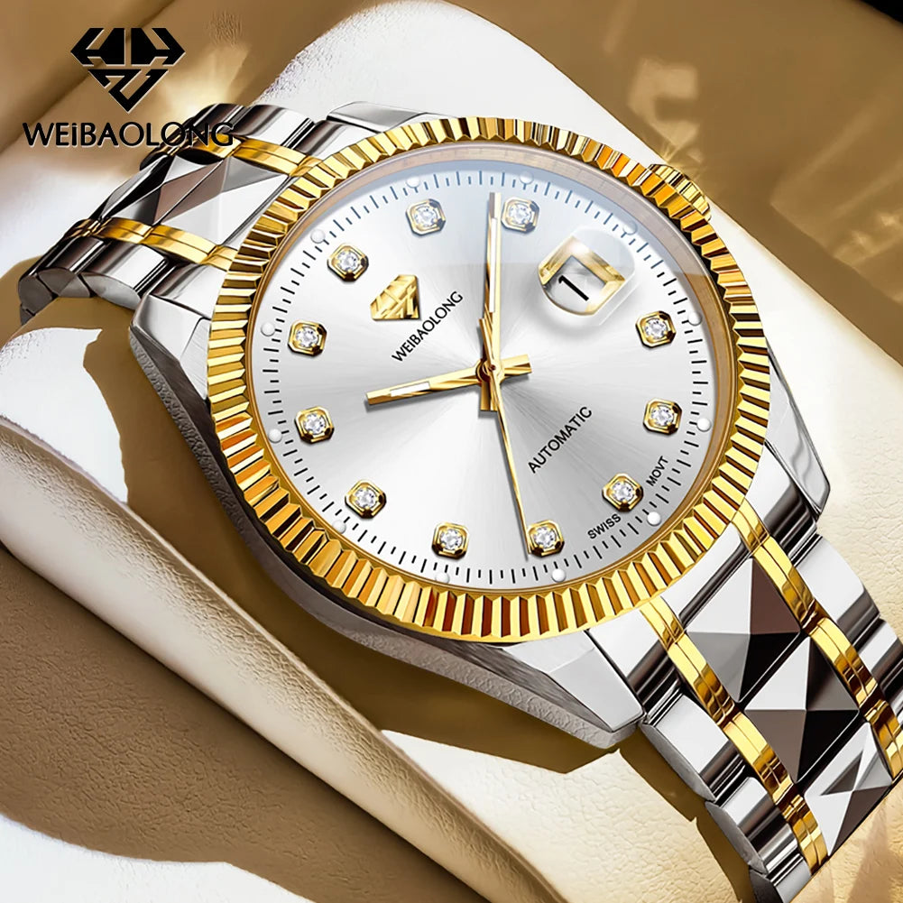 WEiBAOLONG 3802 Man Watch Swiss Movement Mechanical Watch Real Diamond Automatic Men's Watch High-end Luxury Brand Watch for Men