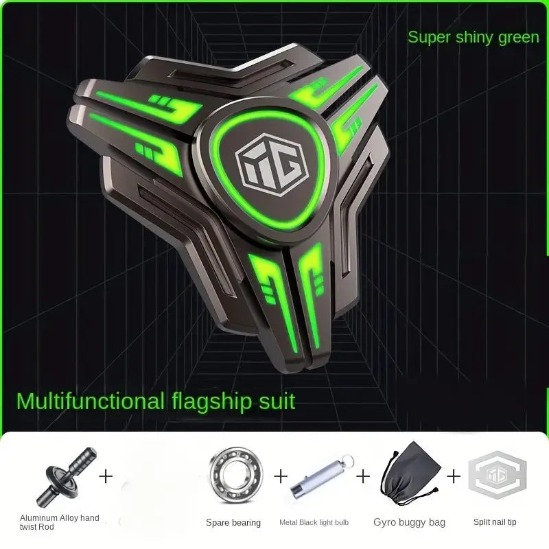 Luminous Fingertip Gyro Set, EDC Fidget Toy, Metal Hand Spinner，ADHD Stress Relief Anxiety Relieves Reducer for Kids and Adults