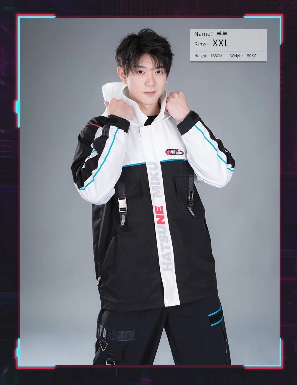Moeyu Hatsune Miku Cosplay Jacket for Men Trench Hooded Jackets Man Winter Coat Women Clothes Anime Costume Casual Outwear