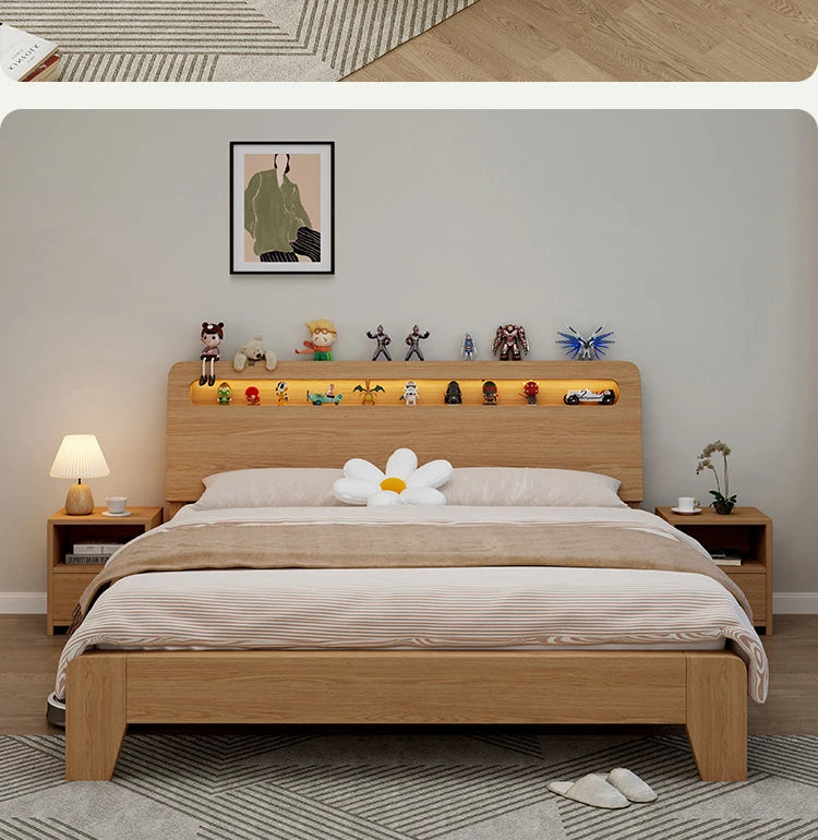 Nordic Luxury Bed Frames Wood High End King Size Low Price Double Bed Frames Headboard Lit Deux Place Furniture For Bedroom