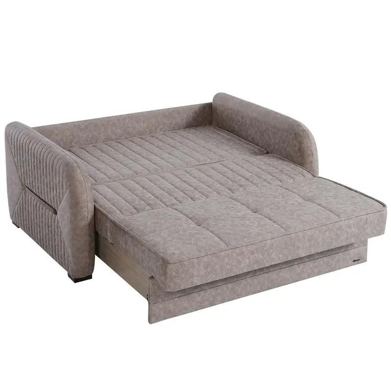 Convertible Loveseat with Storage, Upholstered, Beige, Ideal for Small Spaces, Modern Design, Comfortable Seating, Versatile