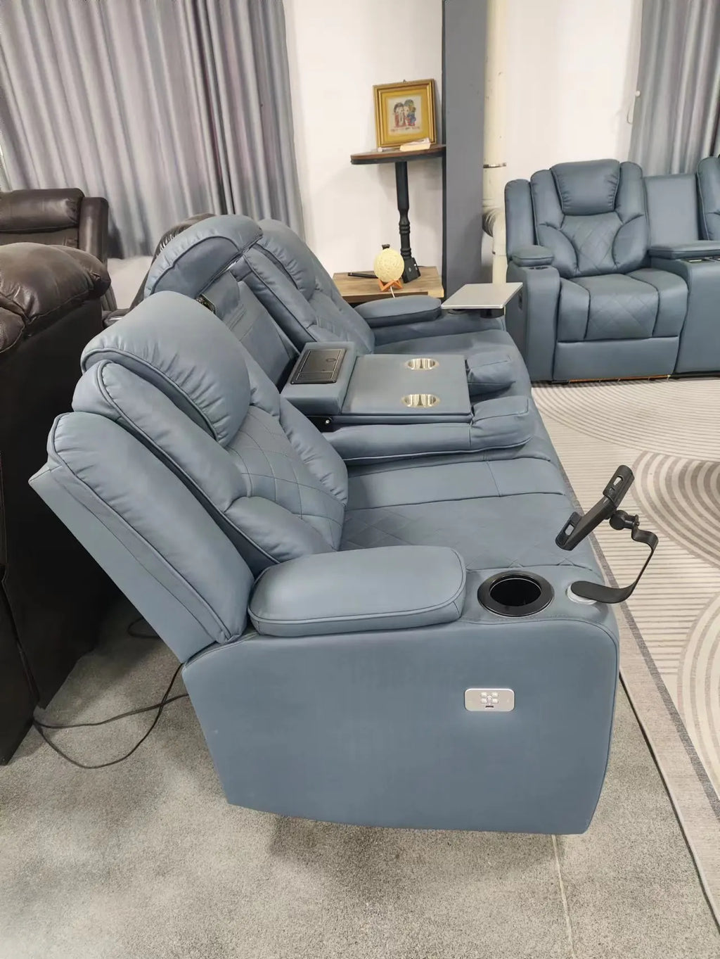 sofas modernos smart Living Room sofas home Furniture set Electric Recliner Sofa Set with usb Power led Leather sectional couch