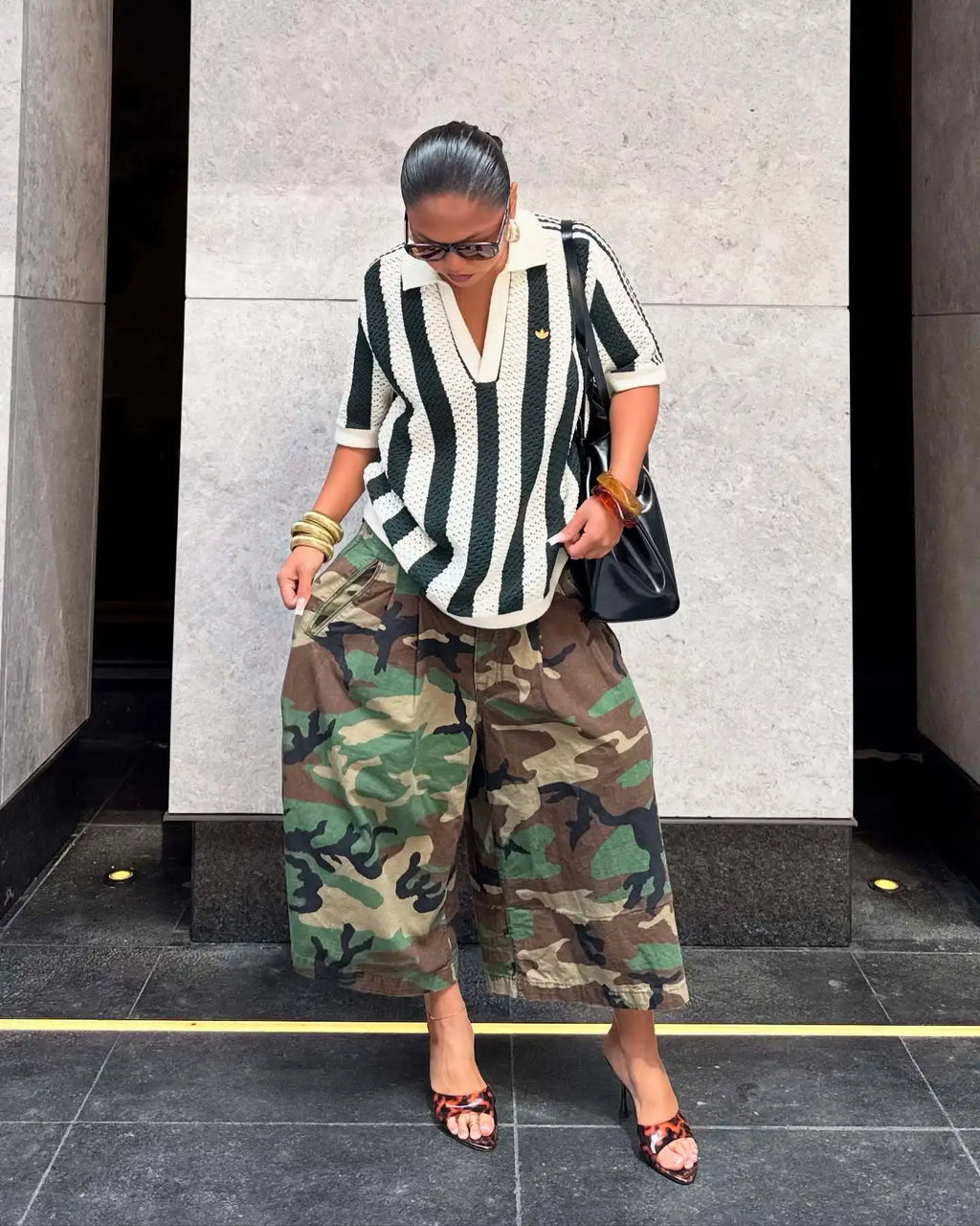 Women's Camouflage Wide Leg Pants Loose Casual High Waist Vintage Pockets Cropped Pants 2025 Fashion Harajuku Capris