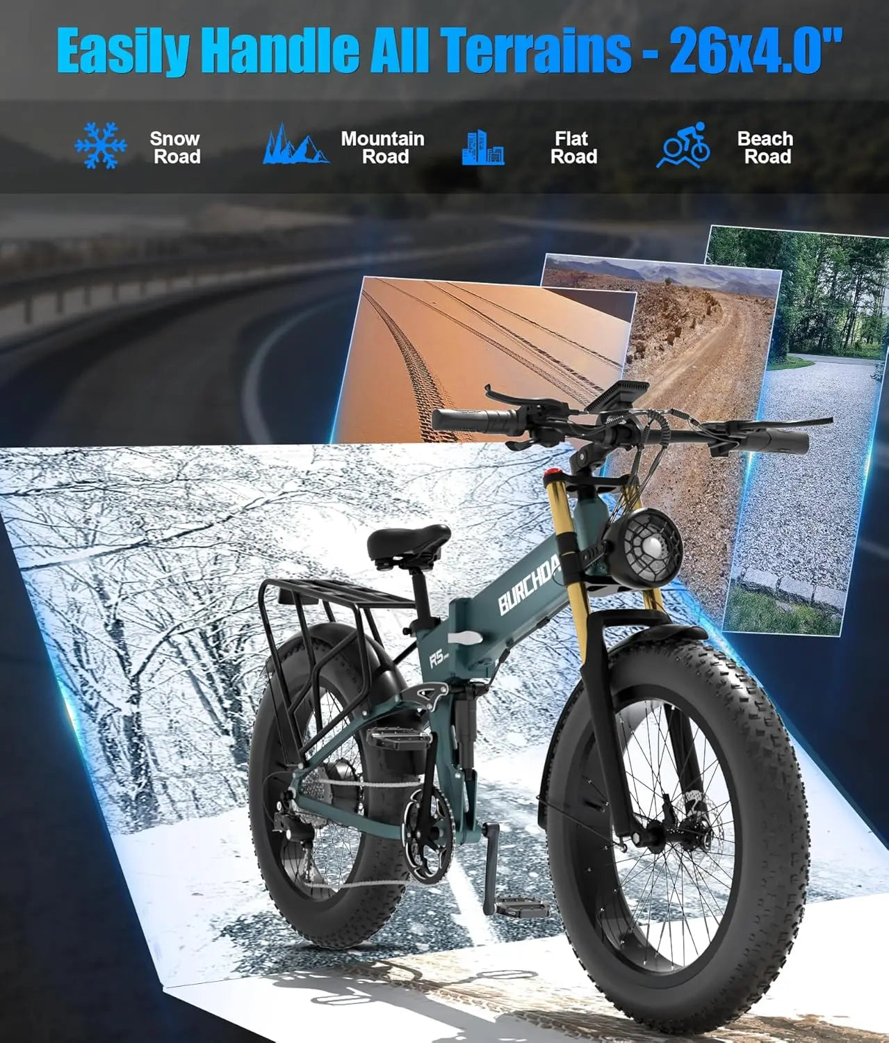 Electric Bike for Adults 1500W Peak 30 MPH E-Bike 65 Mile, 48V 20Ah Removable Battery, 26" Fat Tire Electric Dirt Bike, Full Sus