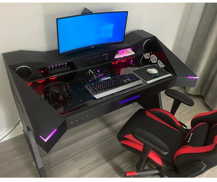 Computer chassis integrated table fully transparent water-cooled large chassis special-shaped computer table e-sports table