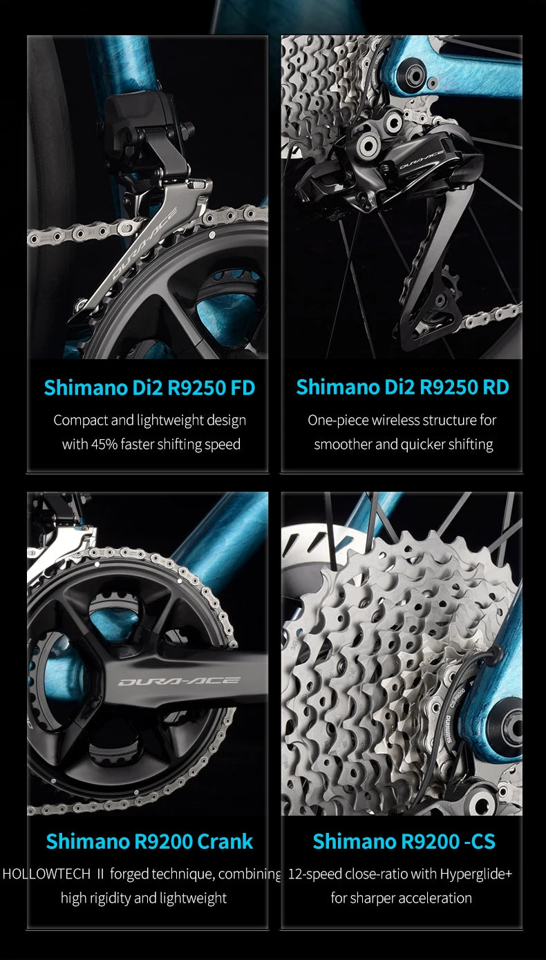 SAVA AEROX SLR9 Full Carbon Fiber Electronic Shift Road Bike with SHIMAN0 Di2 9270 Kit CP-BORA WTO B45 Rims