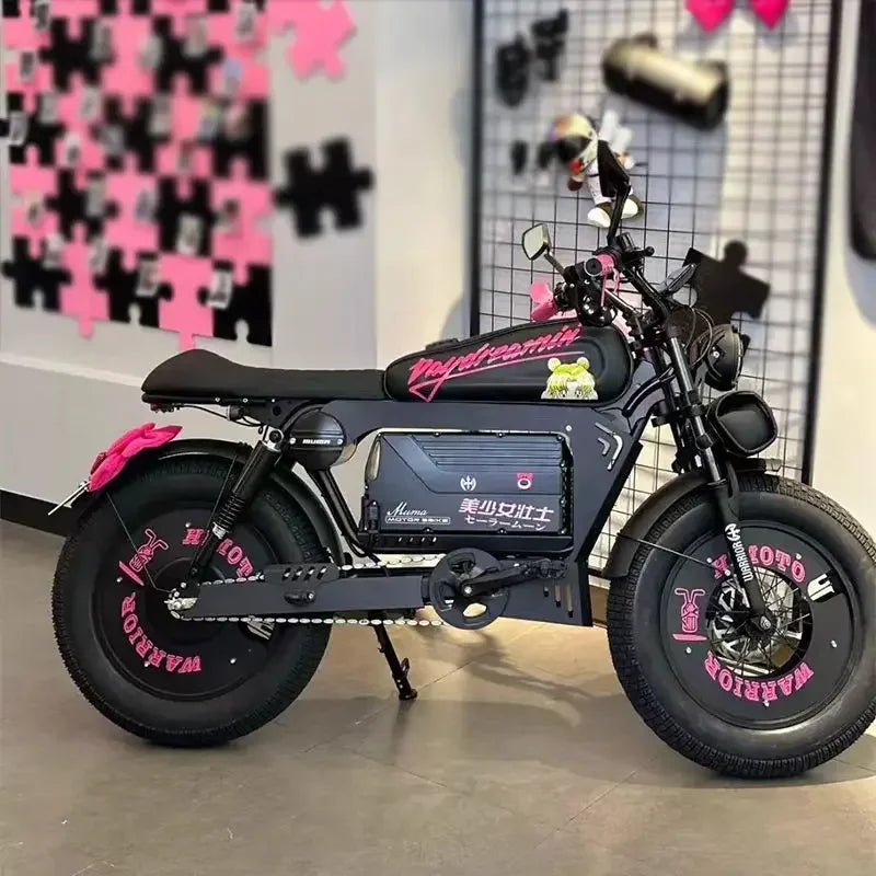 Ebike ZPW Black Warrior 3000W 60V 45AH Camping Motorcycle, Adult Electric Bike 20 Inch Fat Tire Electric Bike