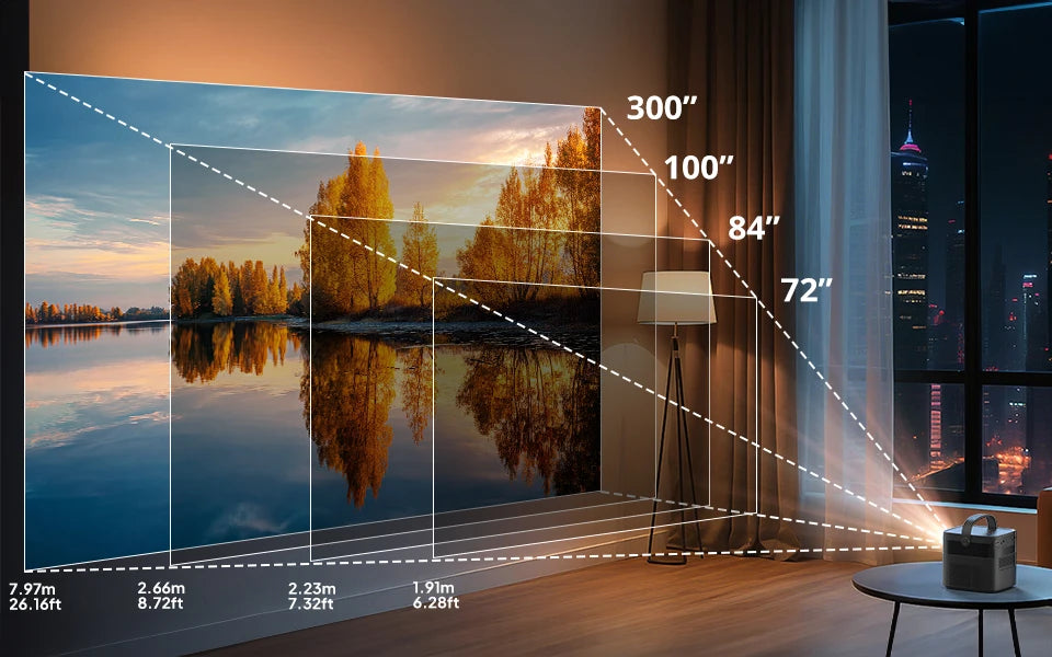 VEVSHAO V50 400ANSI DLP Projector Airplay Miracast 15000mAh Battery Android 9.0 TOF Focus 3D Portable Outdoor Movie Projector