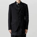 YOJI OOAK Design sense men's patchwork single breasted suit jacket special processing leopard print style 4 button top
