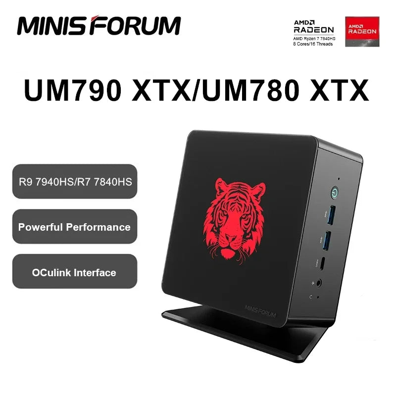 MINISFORUM UM890 UM880  UM790 Pro XTX Gaming PC Ryzen 9 7940HS 8945HS 2*DDR5 5600MHz 2*PCIE WiFi6 Win11 Desktop Computer Mini PC