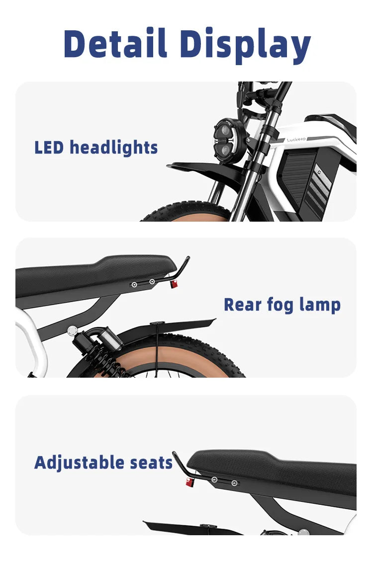 E-Bike 1500W Motor 52V20AH All-terrain Fully Suspended Off-road Motorcycle Electric Bike 20*4.0-inch Fat Tire  Electric Bicycle