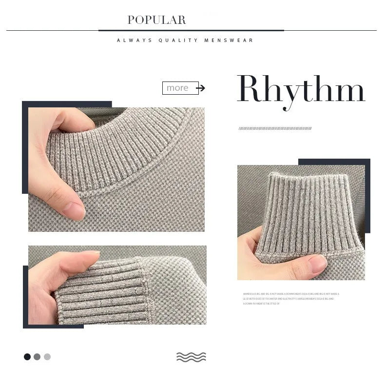 High end brand men's round neck sweater letters cartoon embroidery comfort casual knitted pullover fashion luxurious golf top