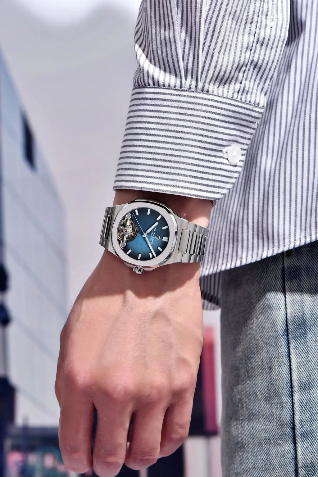 PAGANI DESIGN PD-YS025 New Automatic Men's Watch Full Stainless Steel Mechanical Wrist Watch for Men, Sapphire Dial Glass
