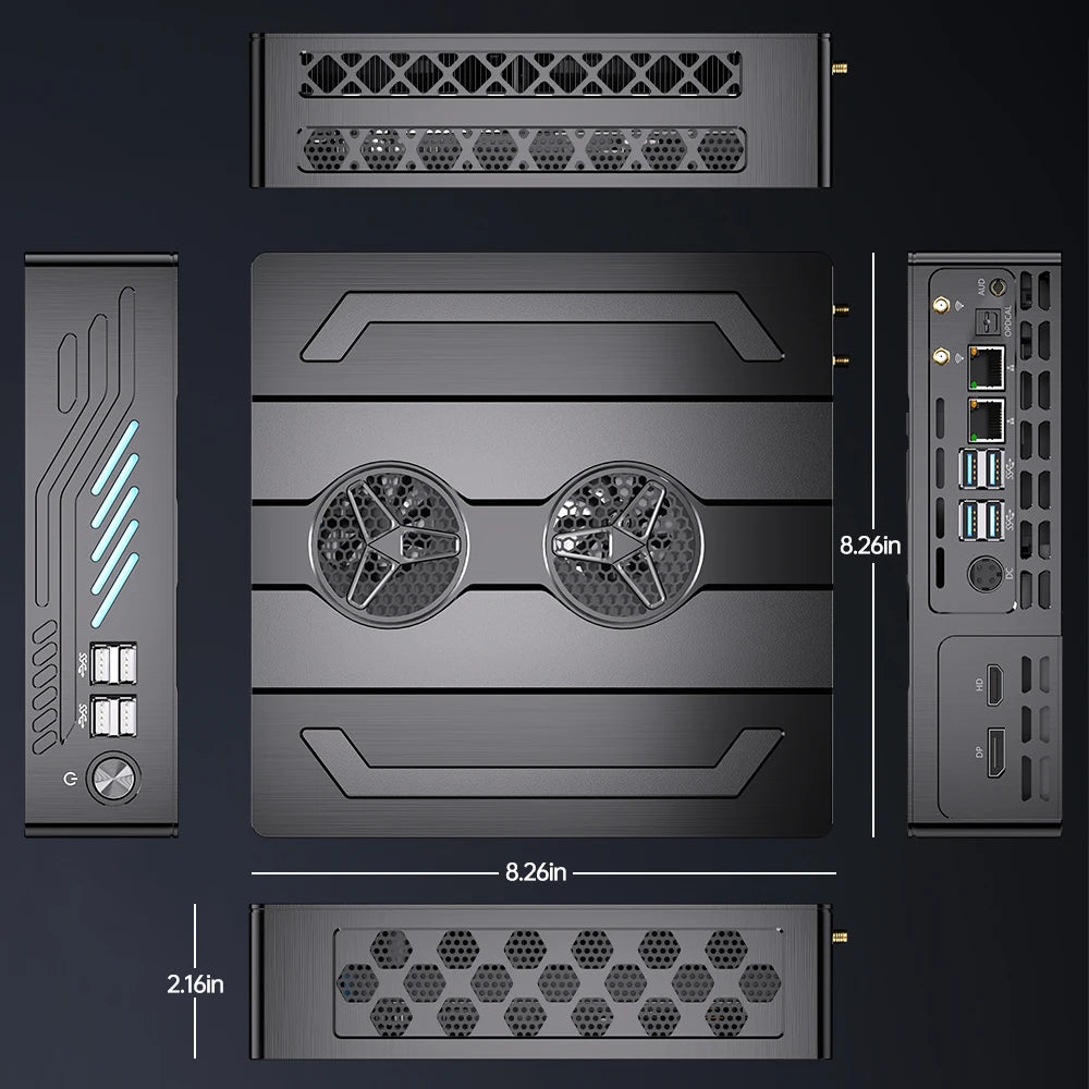 Mini Gaming Pc Core I9-12900F Gaming Mini Pc RTX4060M 8G Discrete Graphic Dual Ddr5 M.2 Nvme Computer Barebone 8K With LED