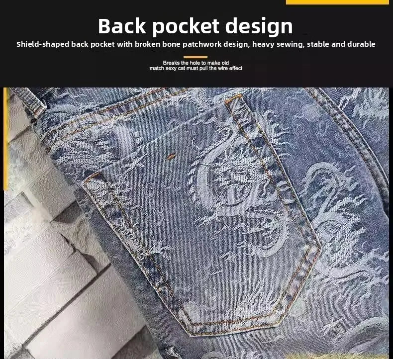 Dragon Embroidered Pants Men's Denim Shorts Men's Summer Thin Overalls 2025 New Designer Five-point Jeans Y2k Clothes Man