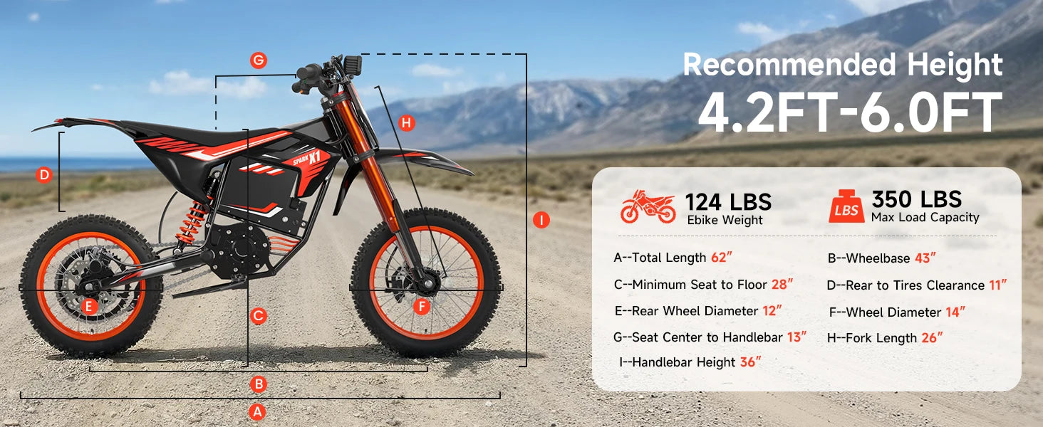QRONGE X1 Spark Electric Dirt Bike for Teens Adults 4500W Peak Electric Motorcycle 60V 28.8Ah E-Dirt Bike 60 Mile Range E-Bike