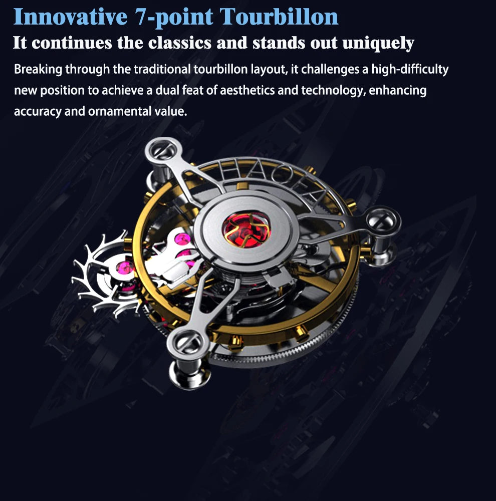 Haofa Skeleton Tourbillon Mechanical Man Watch 1925B Luxury Simple Hollow Tourbillon Movement Men Watches Business
