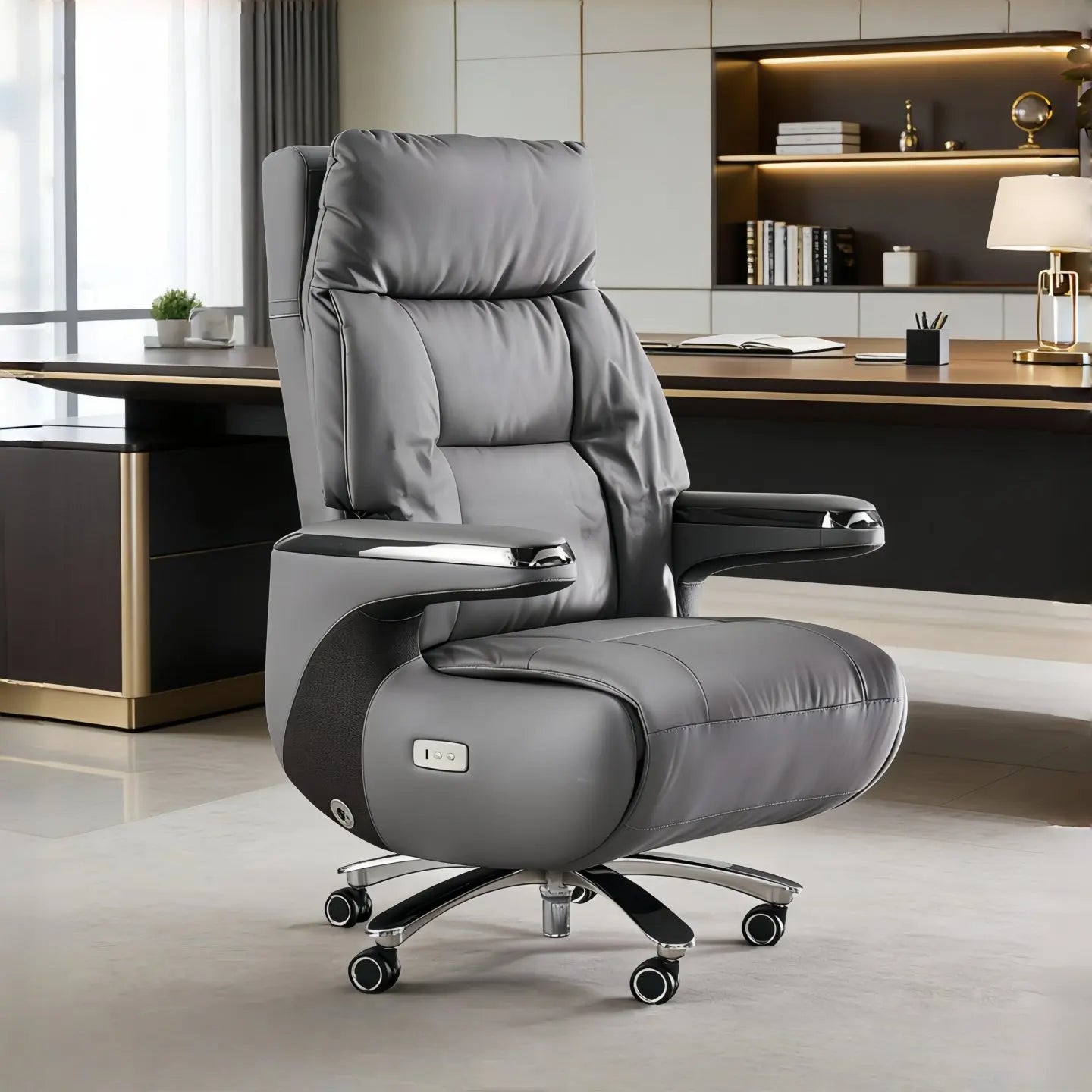 Luxury Electric Massage Executive Chair - Ergonomic Genuine Leather Gaming Office Desk Chair with Premium Design Furniture JT40