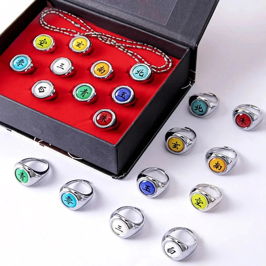 10pcs Bandai Naruto Akatsuki Rings Anime Itachi Figure Cosplay Action Accessory Jewerly Cool Boys Children Kids Toys Gifts