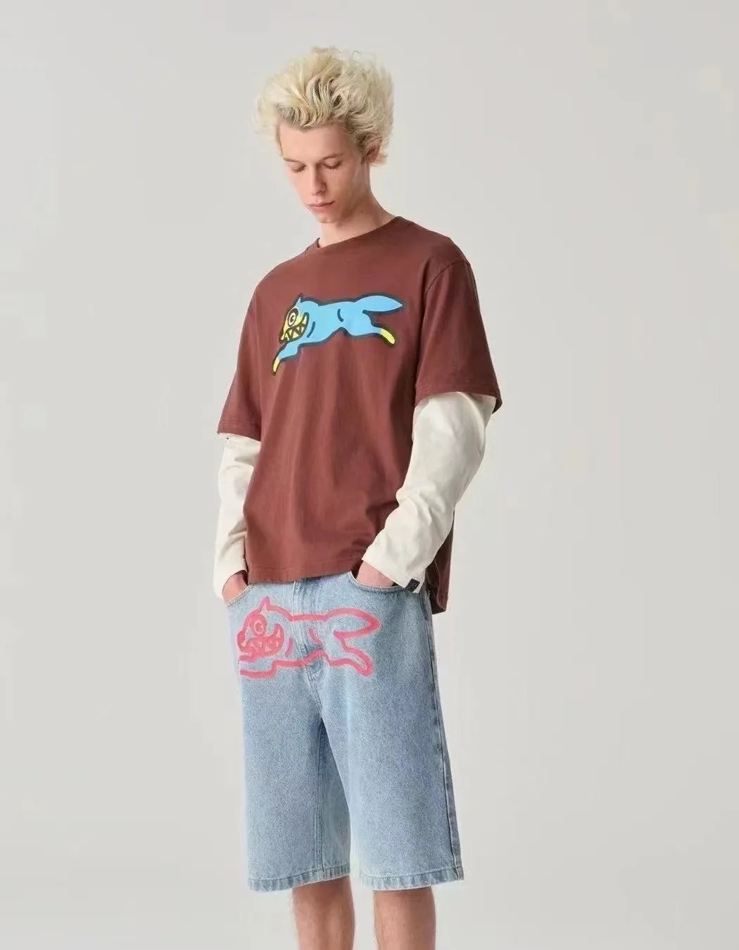 Top Quality Classic Printed Mens Casual Jeans Shorts Zipper Loose Fit Capri Men Denim Shorts Pants