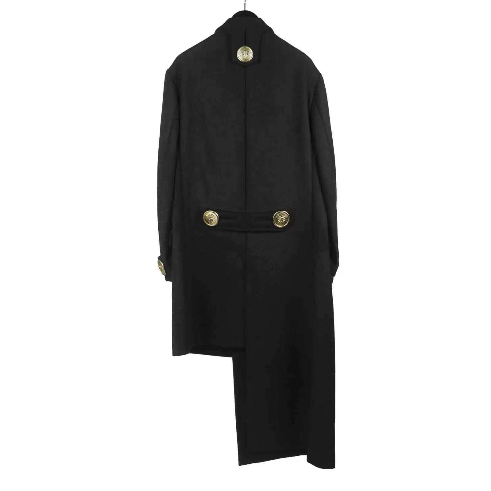 TOP-YAMAMOTO Japanese original design Dark niche black gold buckle loose asymmetric wool coat