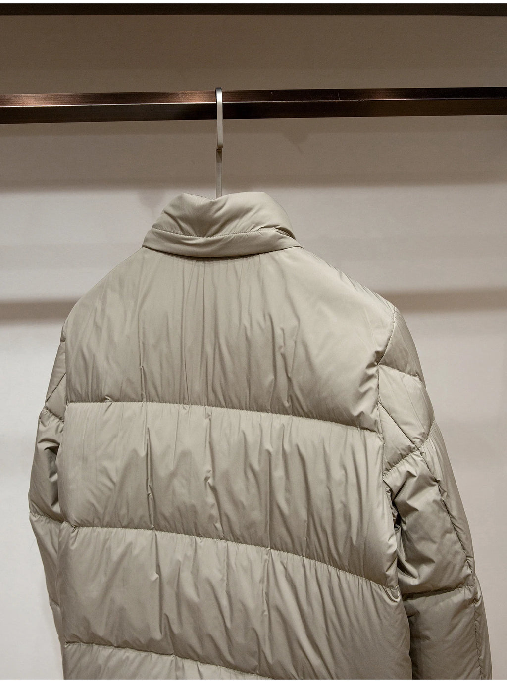 Men's High-Fluffy White Goose down Jacket Urban Outdoor Casual Hooded Stand-Up Collar Warm Filled Coat