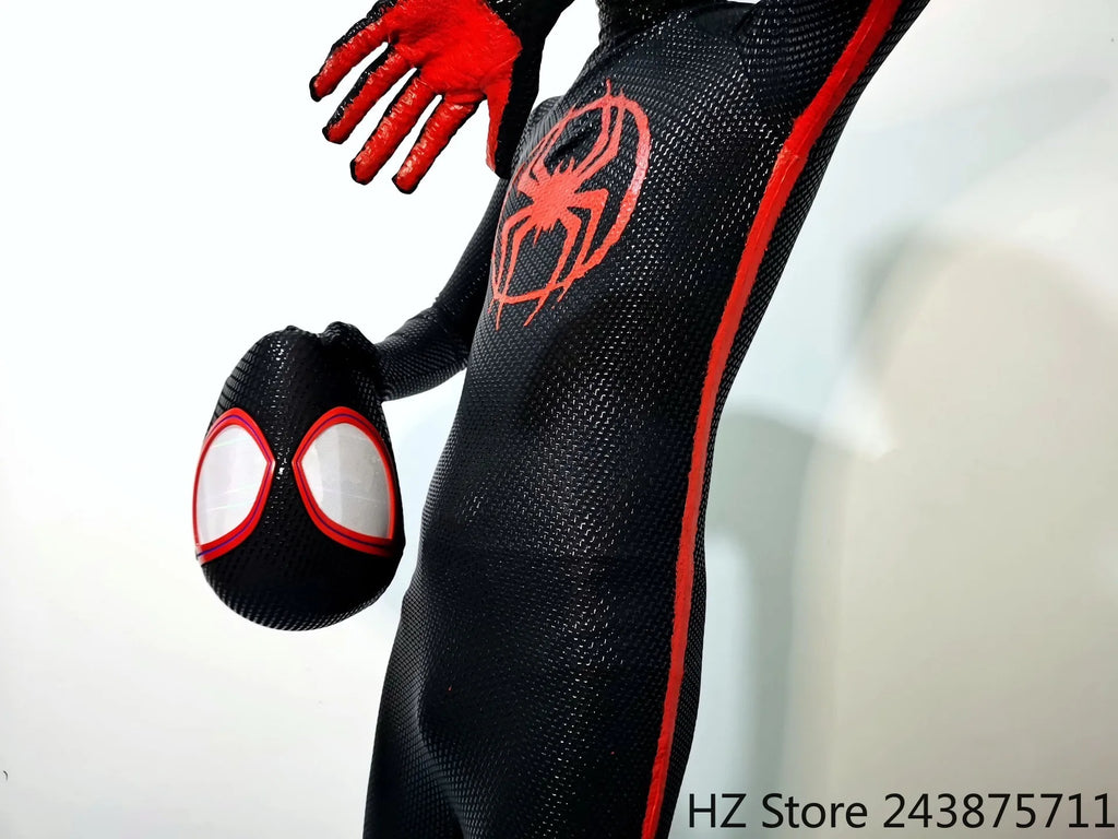 Miles Morales Spider-Man Jumpsuit & Mask Screen Printing 1:1 3D Handmade Customized Spiderman Suit Halloween Cos Costume Gift