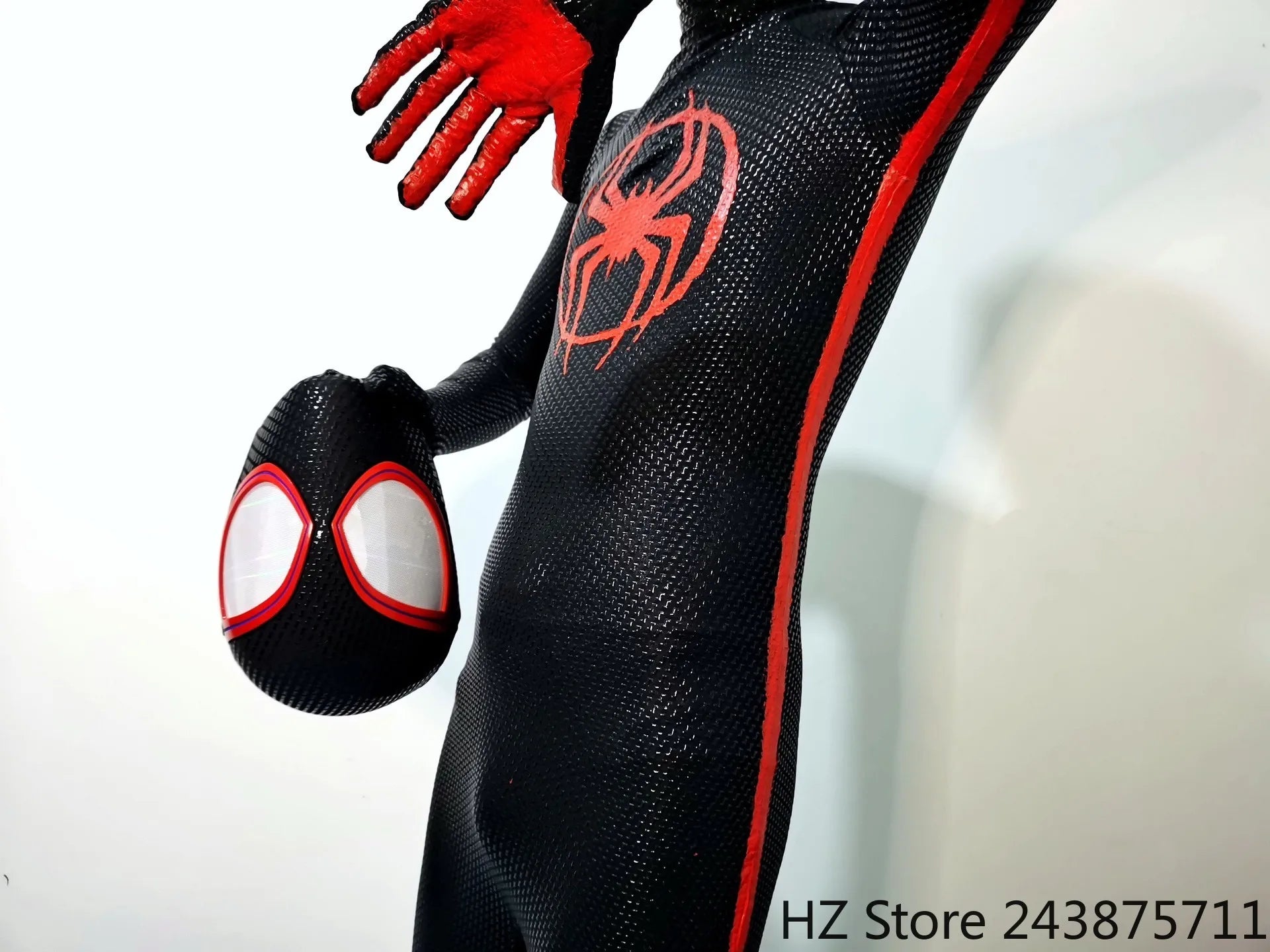 Miles Morales Spider-Man Jumpsuit & Mask Screen Printing 1:1 3D Handmade Customized Spiderman Suit Halloween Cos Costume Gift