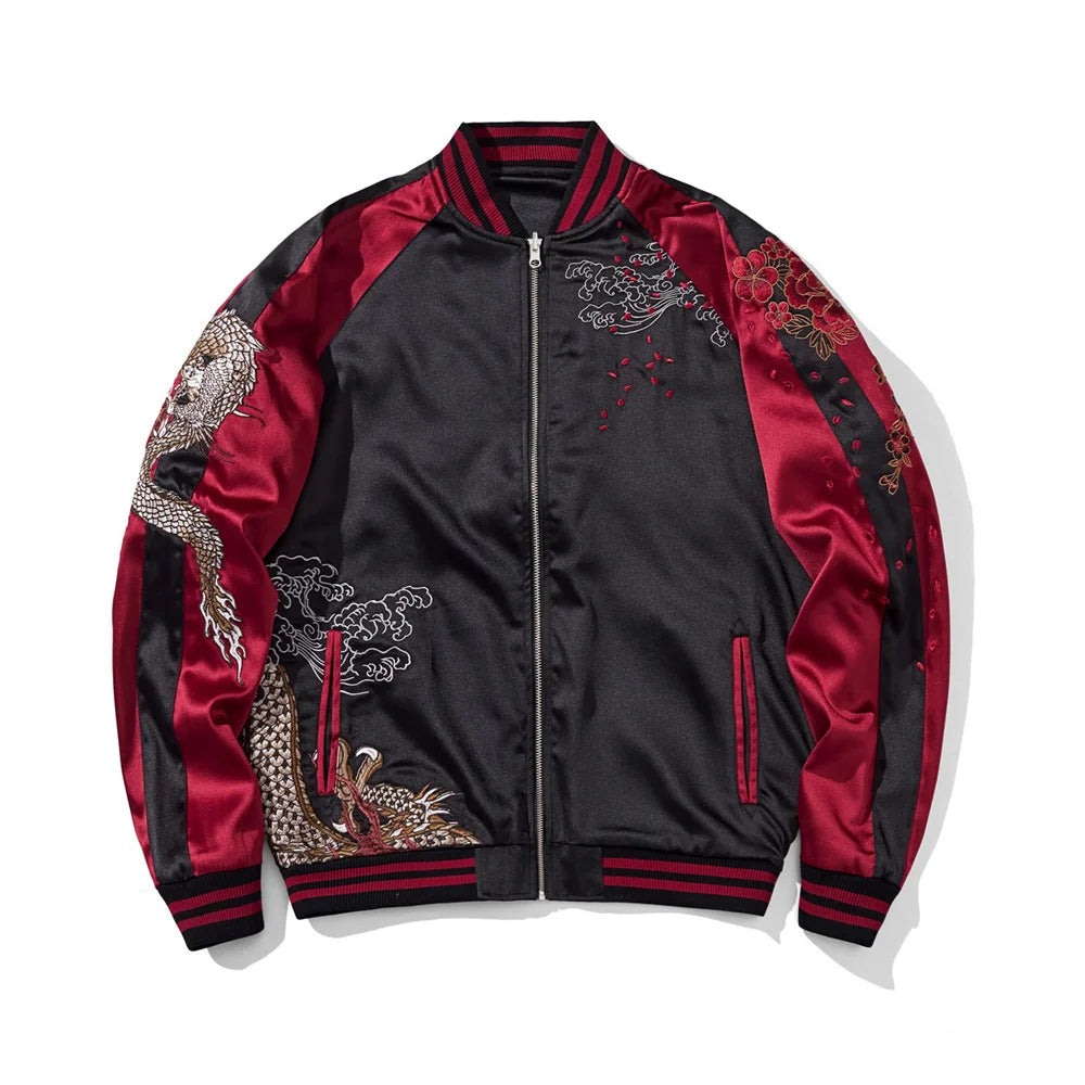 Versatile Japanese Yokosuka Jacket with Dragon Embroidery - Reversible, High-Quality Streetwear for Urban Fashion Enthusiasts