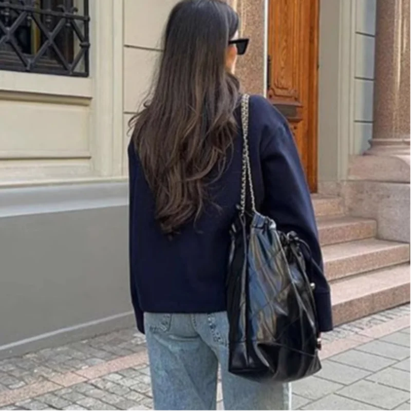 Urban Black Woolen Blend Coats Women Stand Collar Single-breasted Long Sleeve Thick Warm Jacket 2025 Autumn Winter Lady Outwear