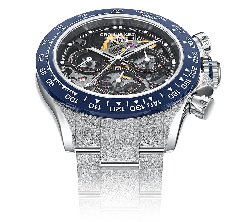 CRONUSART Men Chronograph Watch 40mm Vintage Automatic Mechanical Wristwatch Luminous Sapphire Mirror Ceramic Bezel