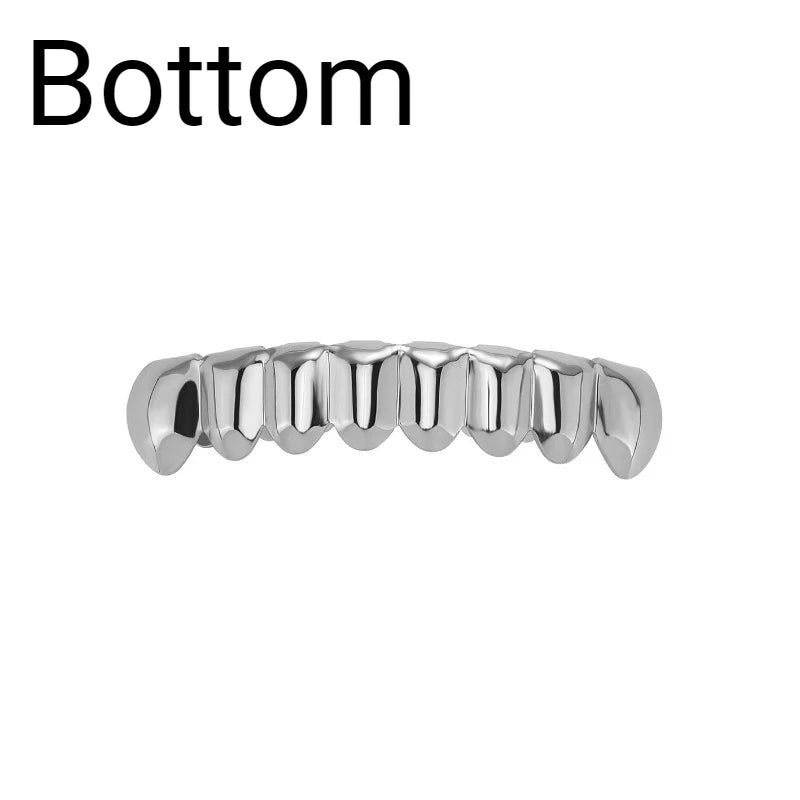 Hip Hop 6/6 Teeth Grills Hip Hop 14K Gold Plated Tooth Caps Decor Braces Punk Cosplay Party Braces For Fashion Women Men Jewelry