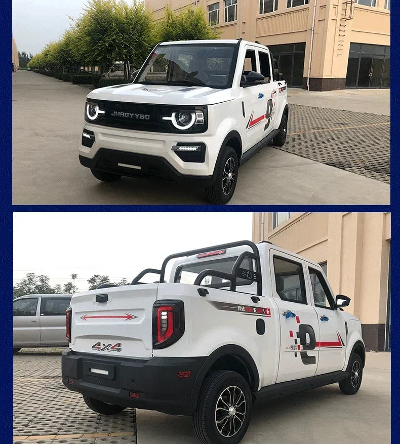 New increase iron shell double-row electric four-wheel pickup truck oil and electricity dual-purpose adult car pulling goods pas