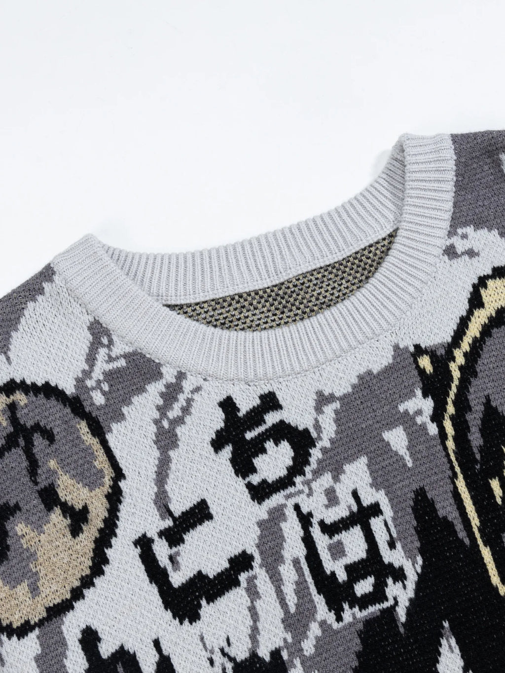 Loose Long Sleeve round Neck Knitted Sweater High Street Trendy Brand Men's Cartoon Couple Casual Breathable Elastic